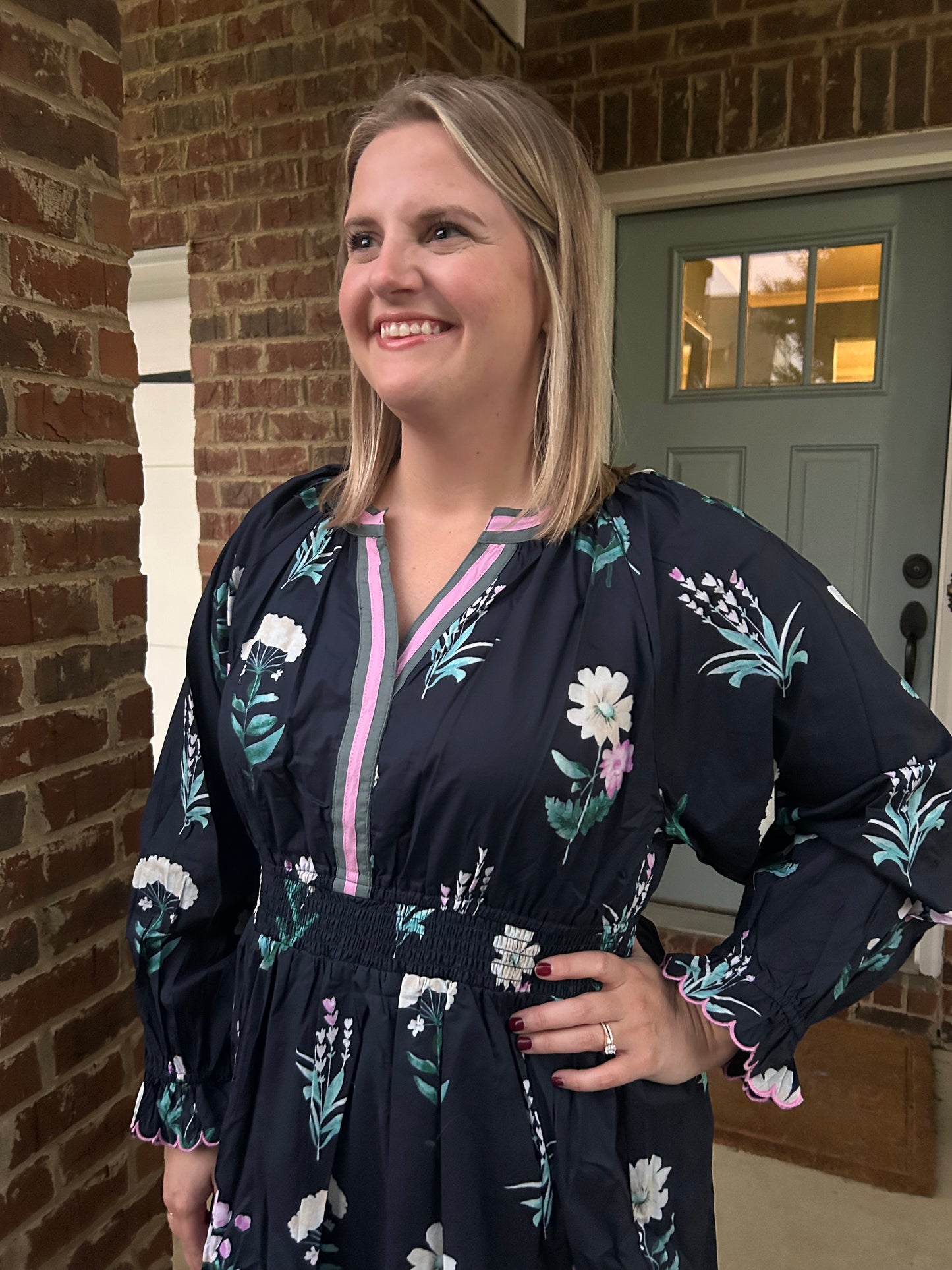 Navy Blossom Midi