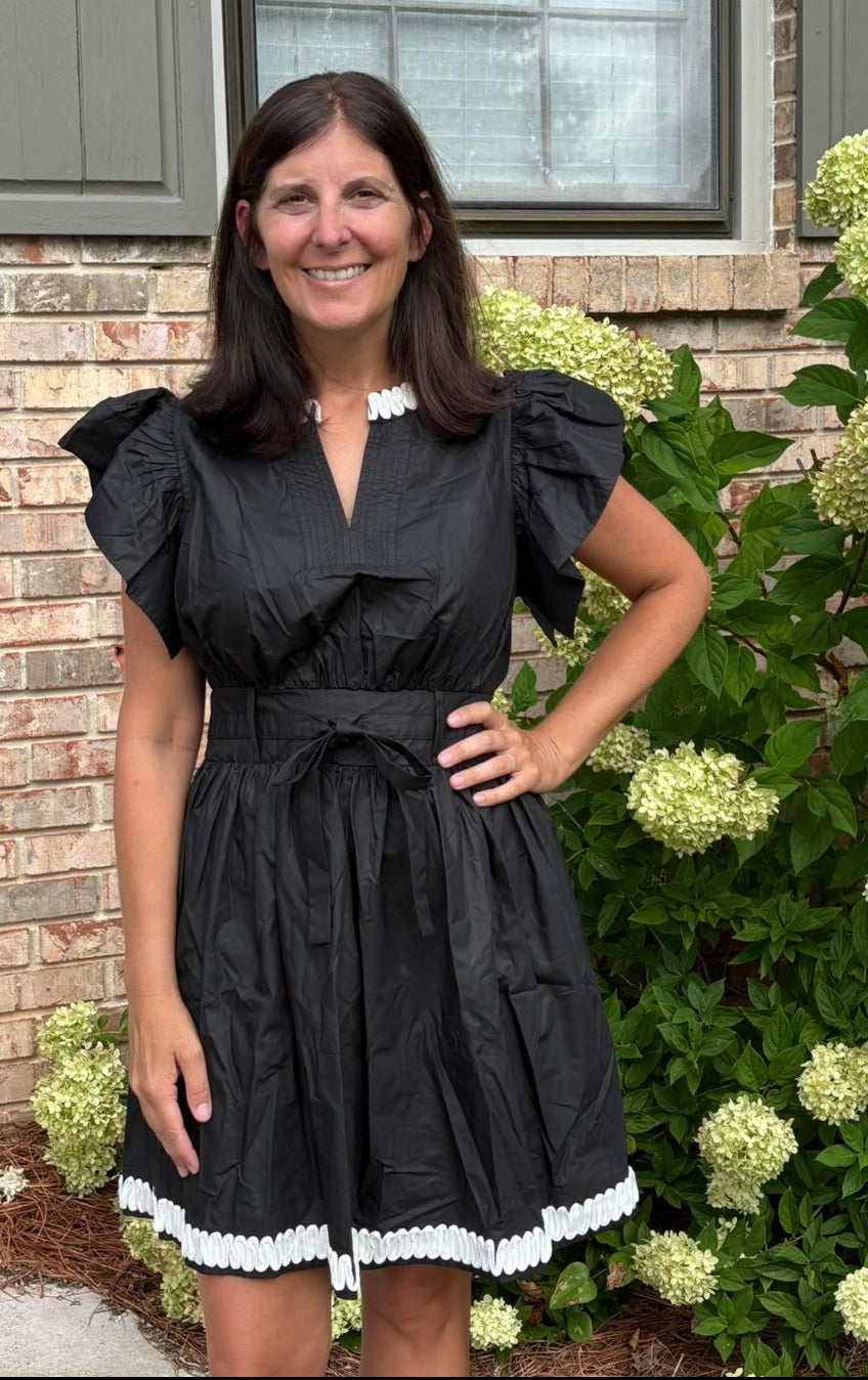 Black with White Ric Rac Dress
