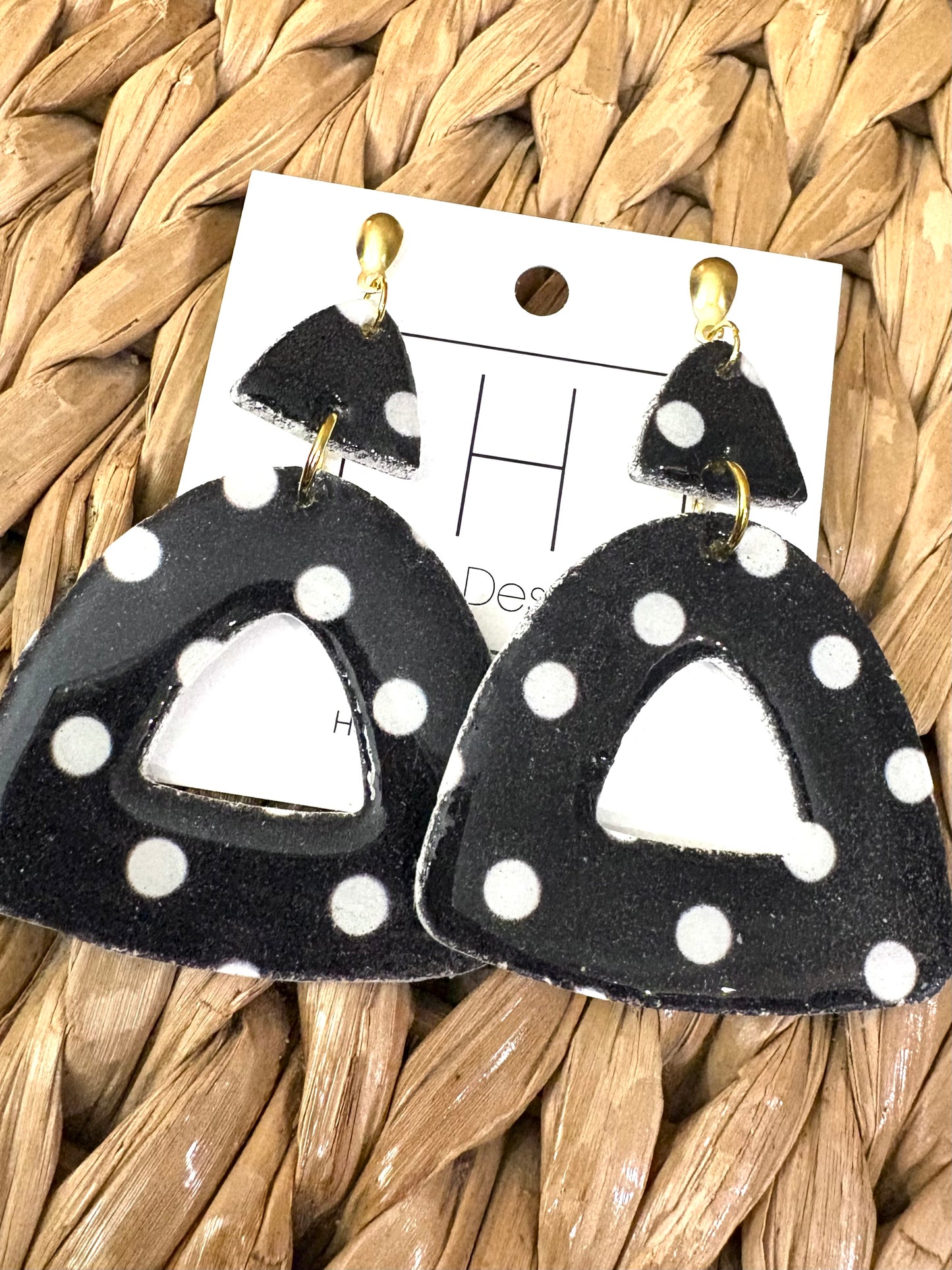 Funky Polkadot Clay Earrings- Black