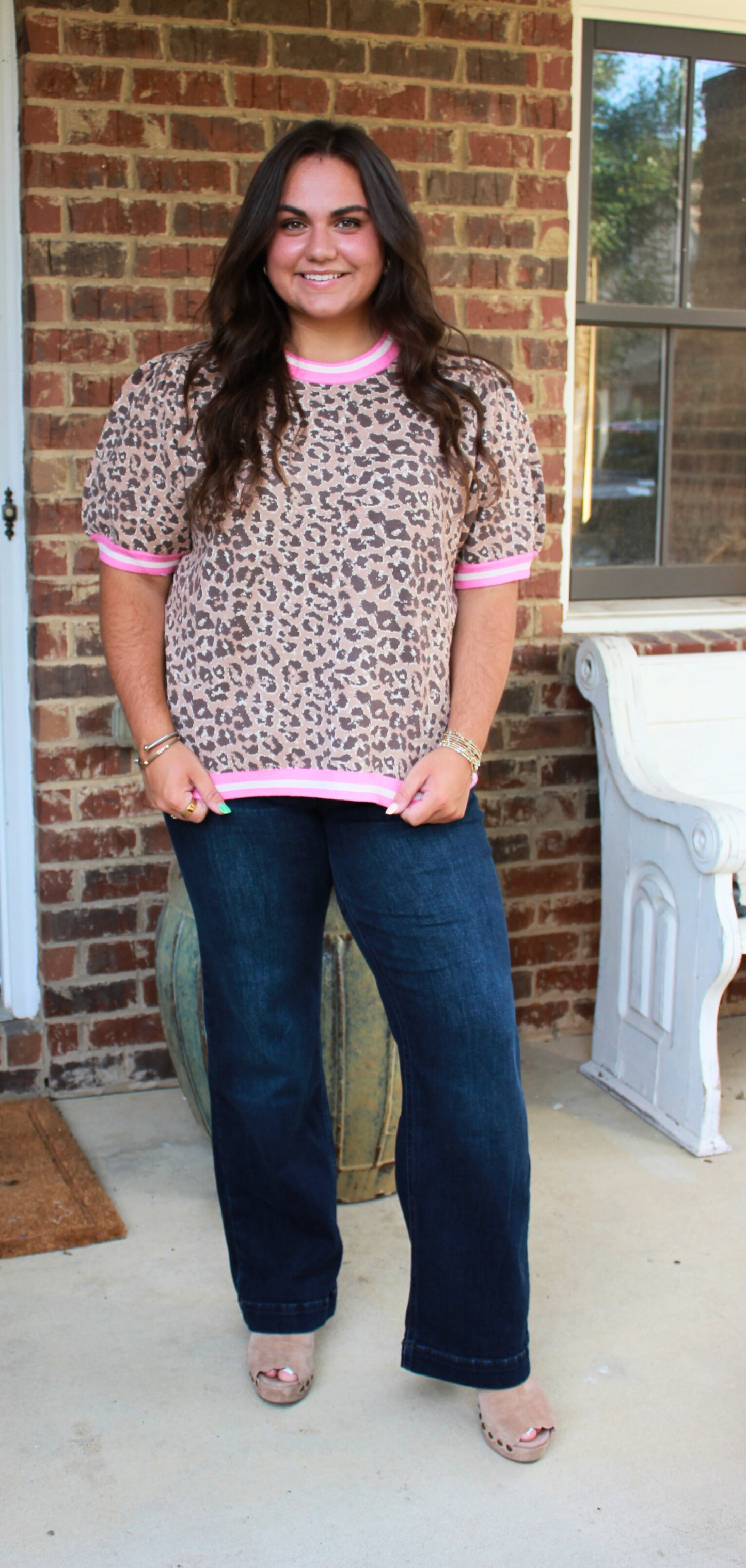 Leopard & Pink Trim Sweater