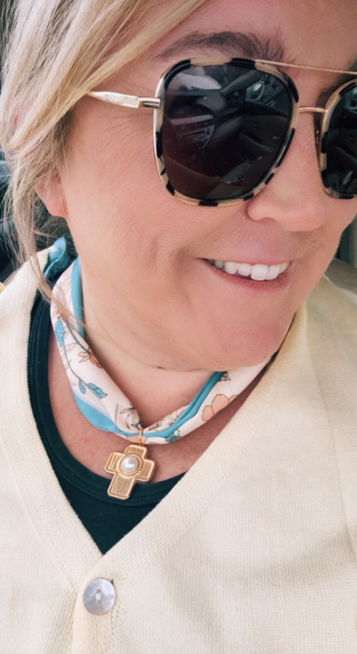 Merigold Scarf Necklace w Cross