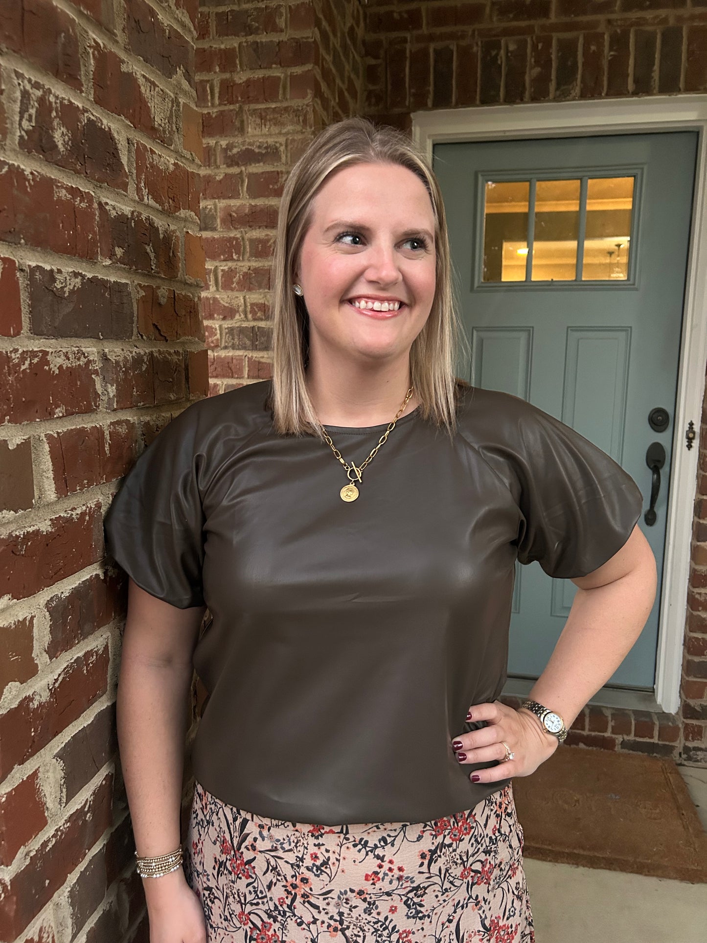 Driftwood Faux Leather Top