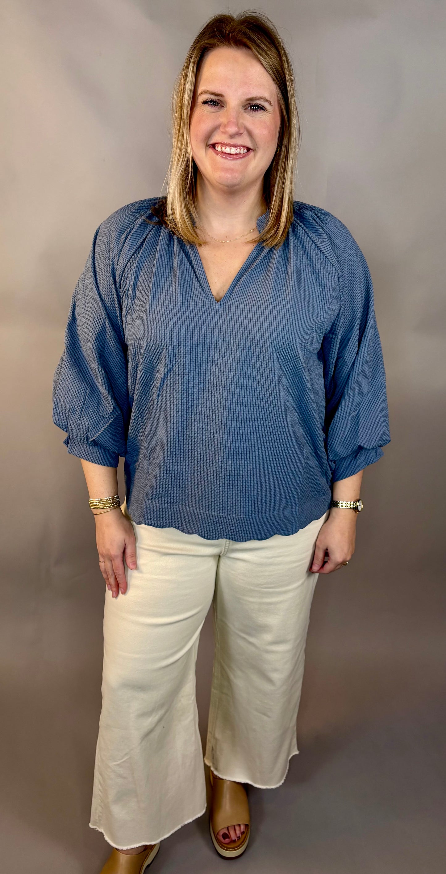 Scalloped Hem Blouse