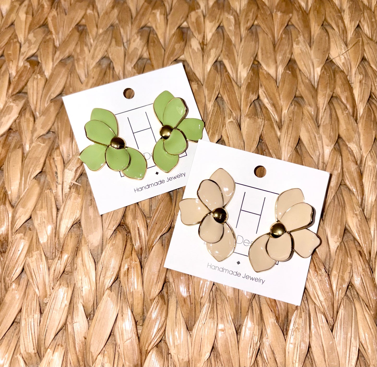 Painted Bloom Earrings-Cream
