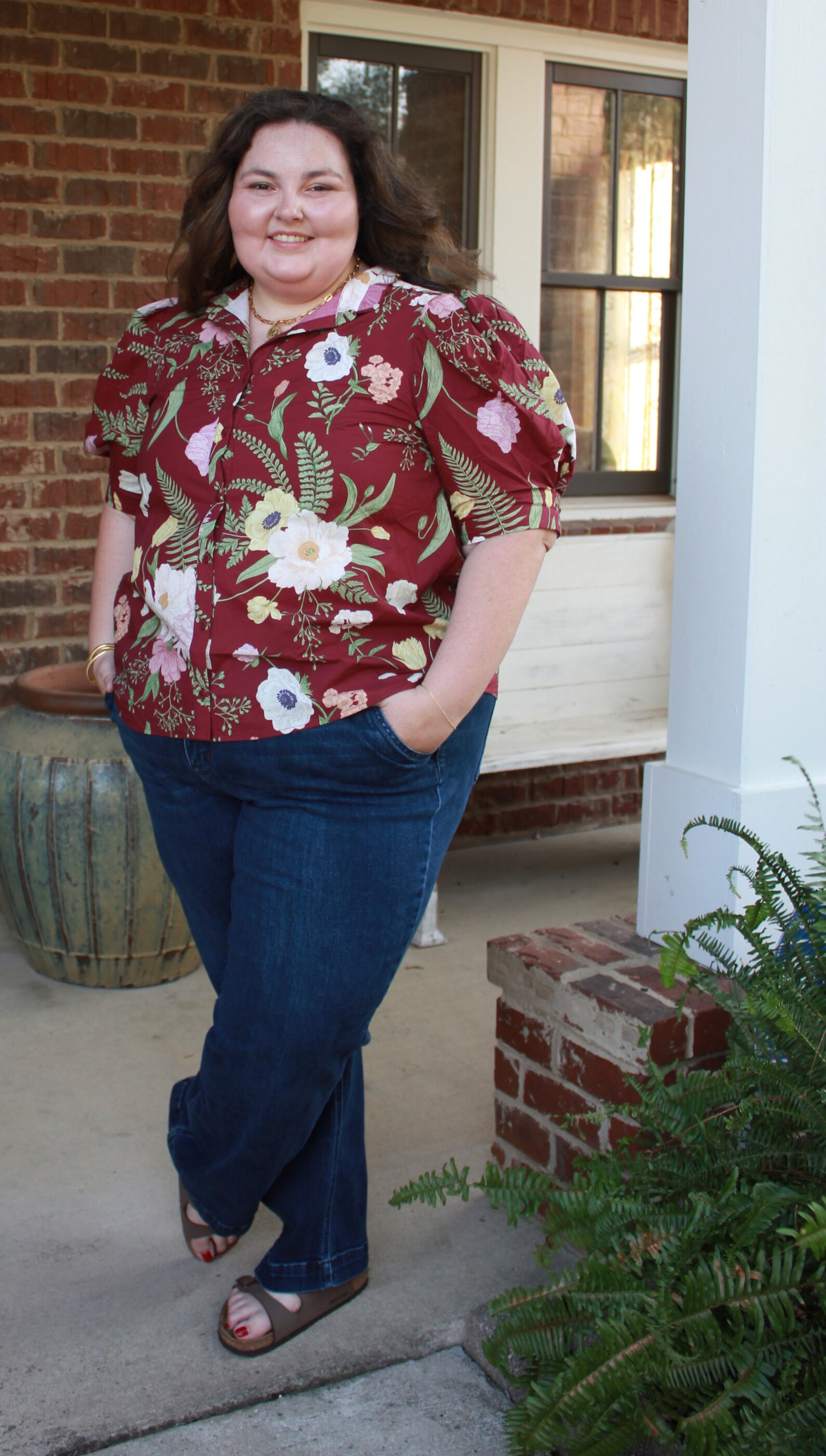Merlot Floral Mix Top