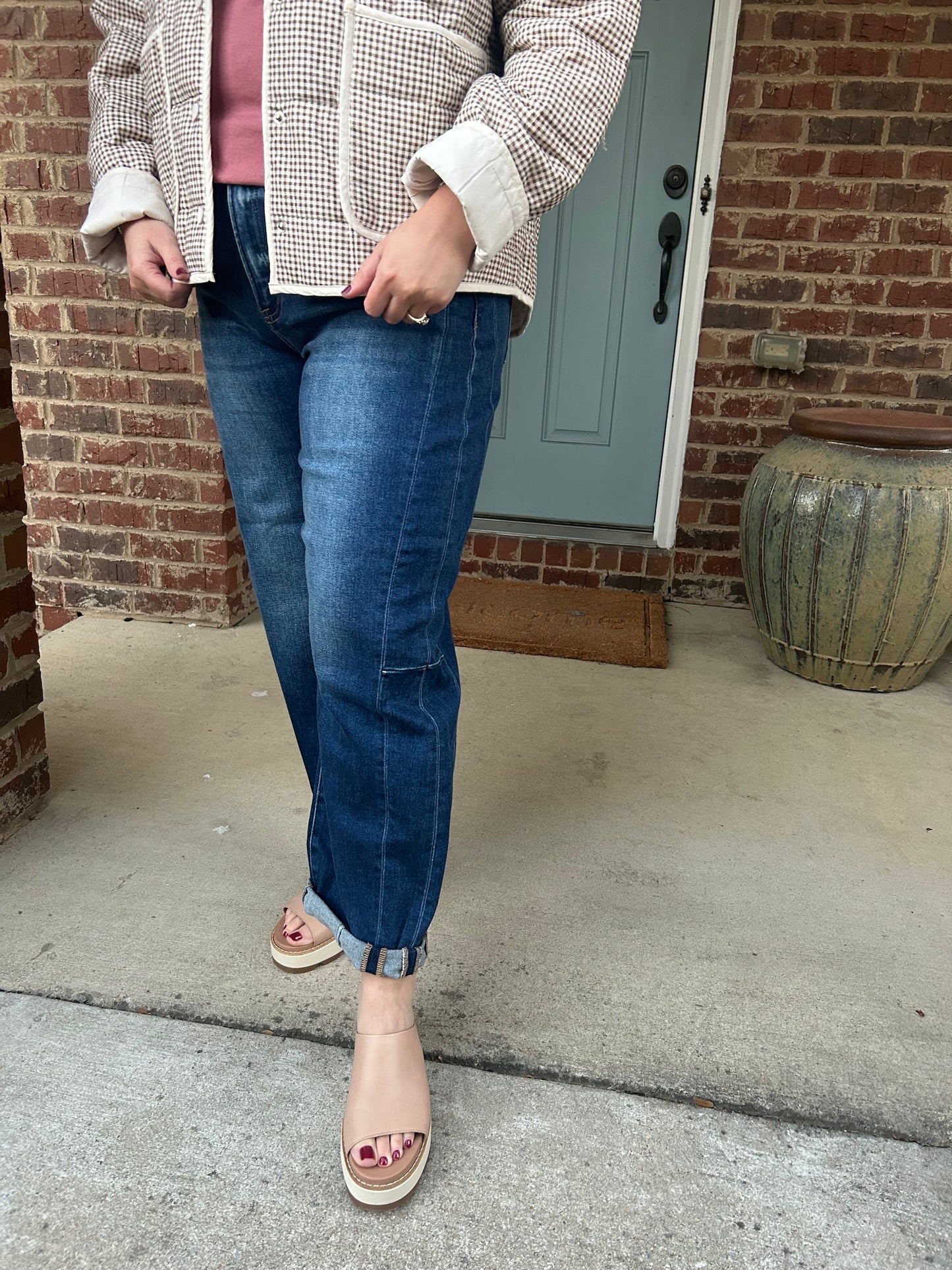 Risen Dark Wash Barrel Jeans