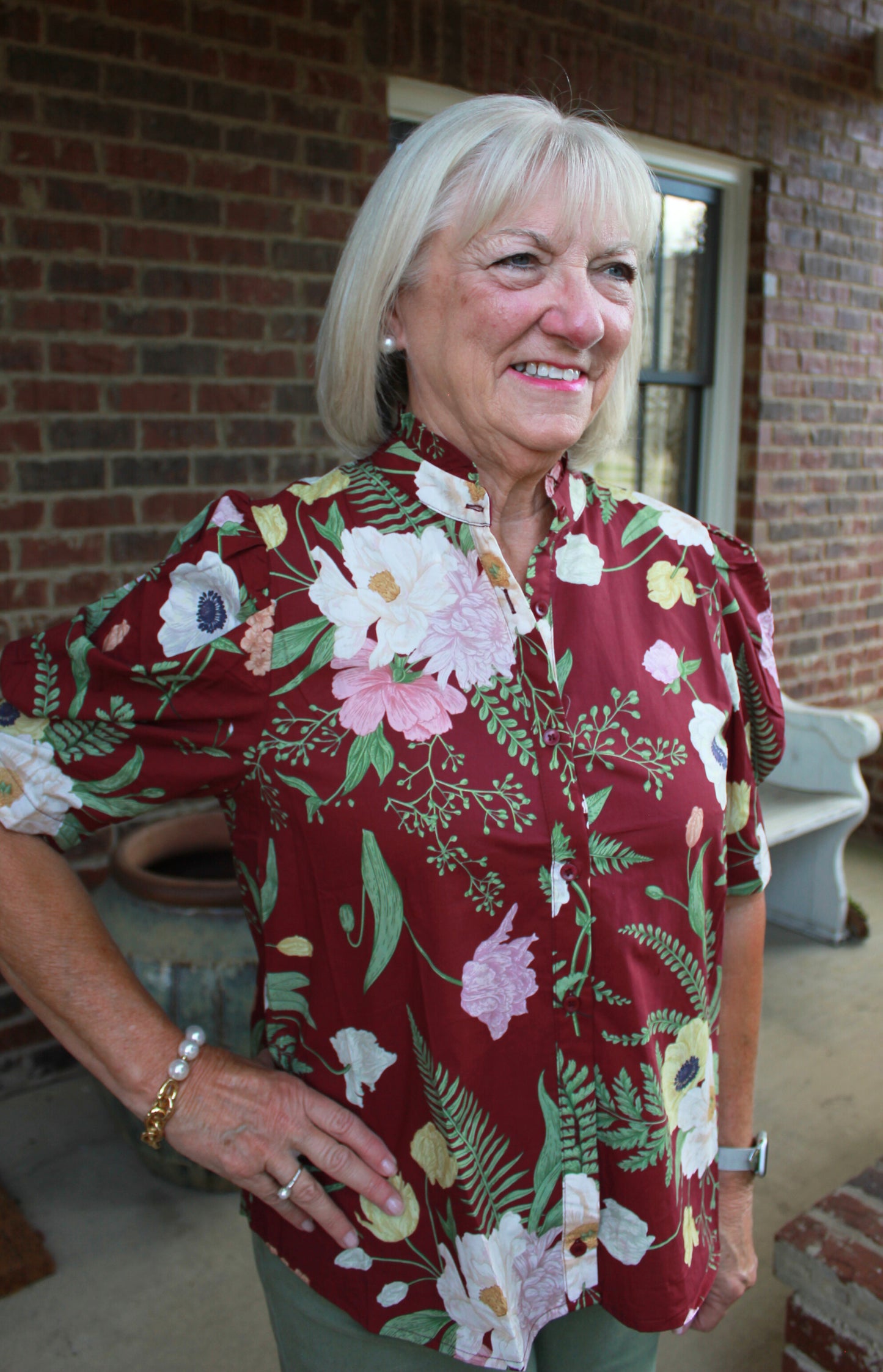 Merlot Floral Mix Top