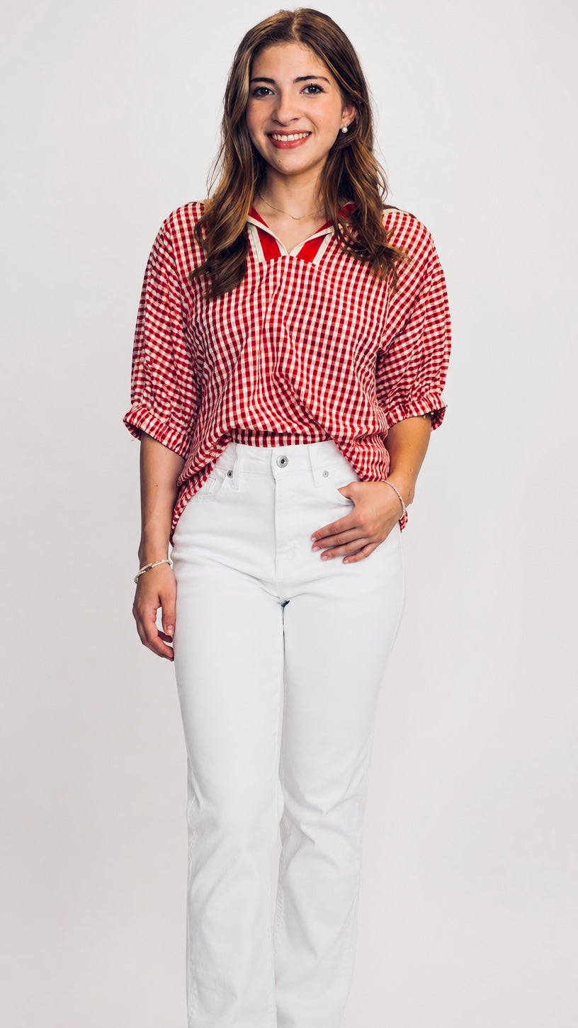 Red Gingham Picnic Top