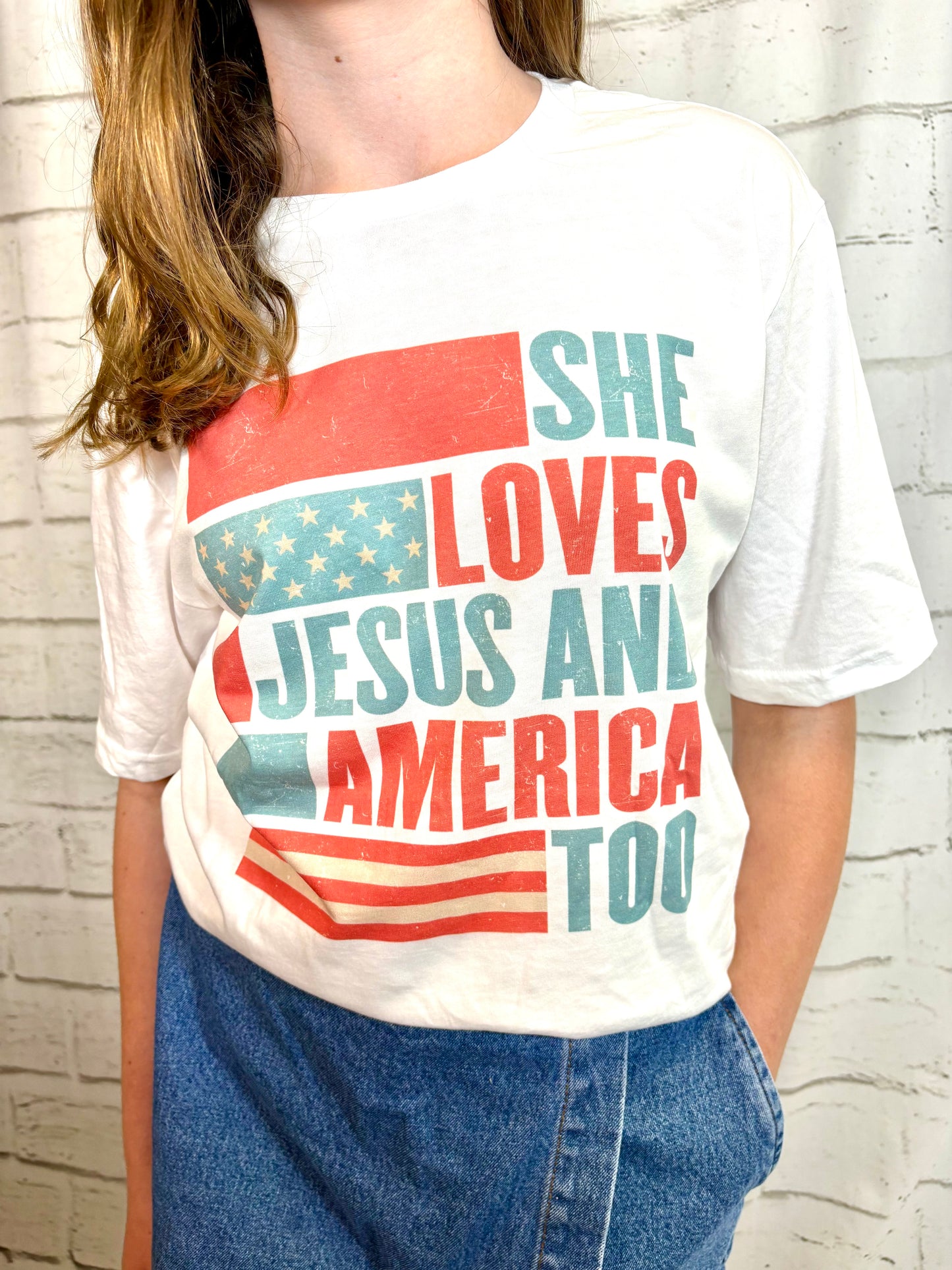 Loves Jesus & America Too Tee