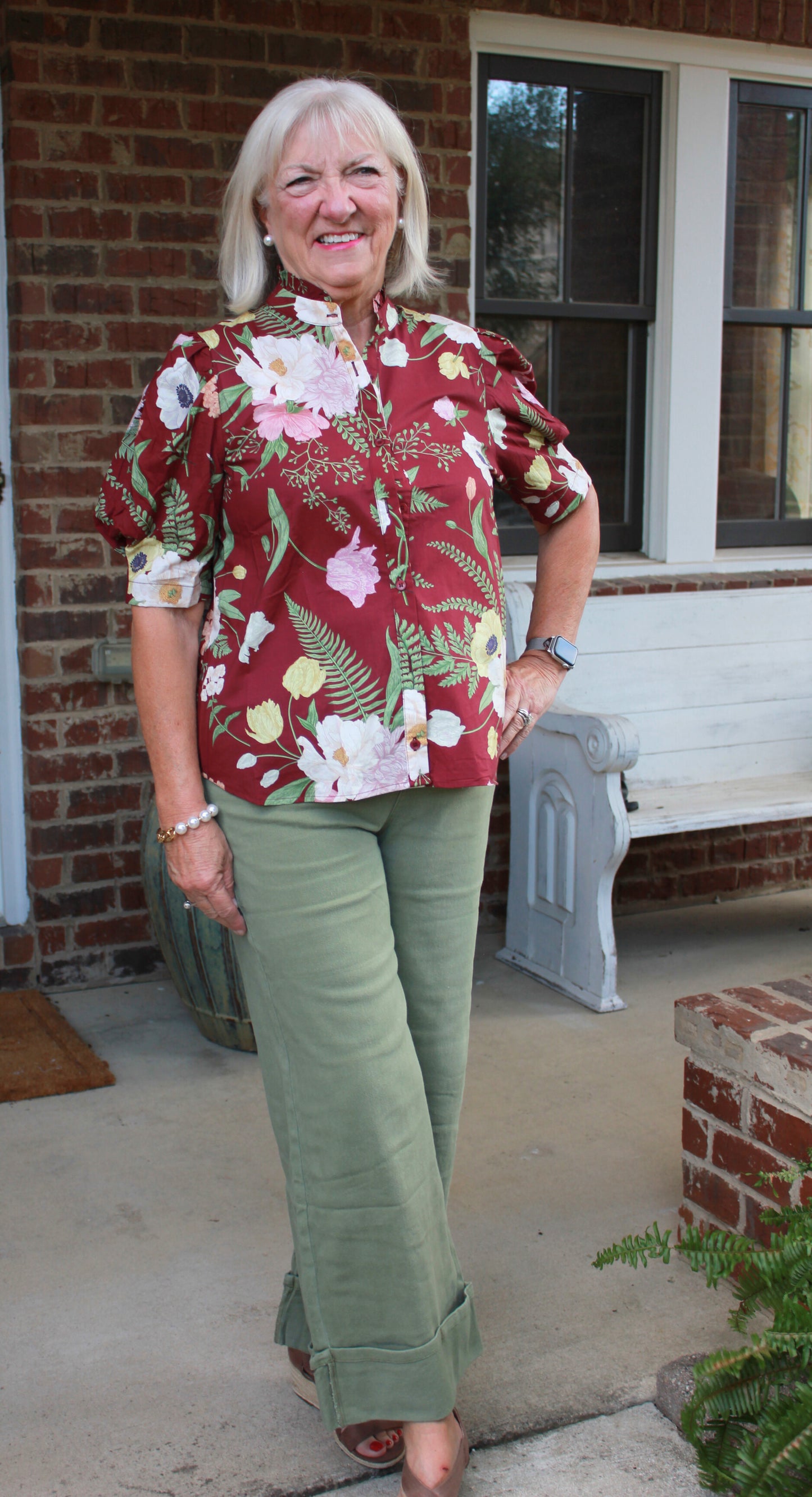 Olive Mid Rise Cuffed Ankle Pants