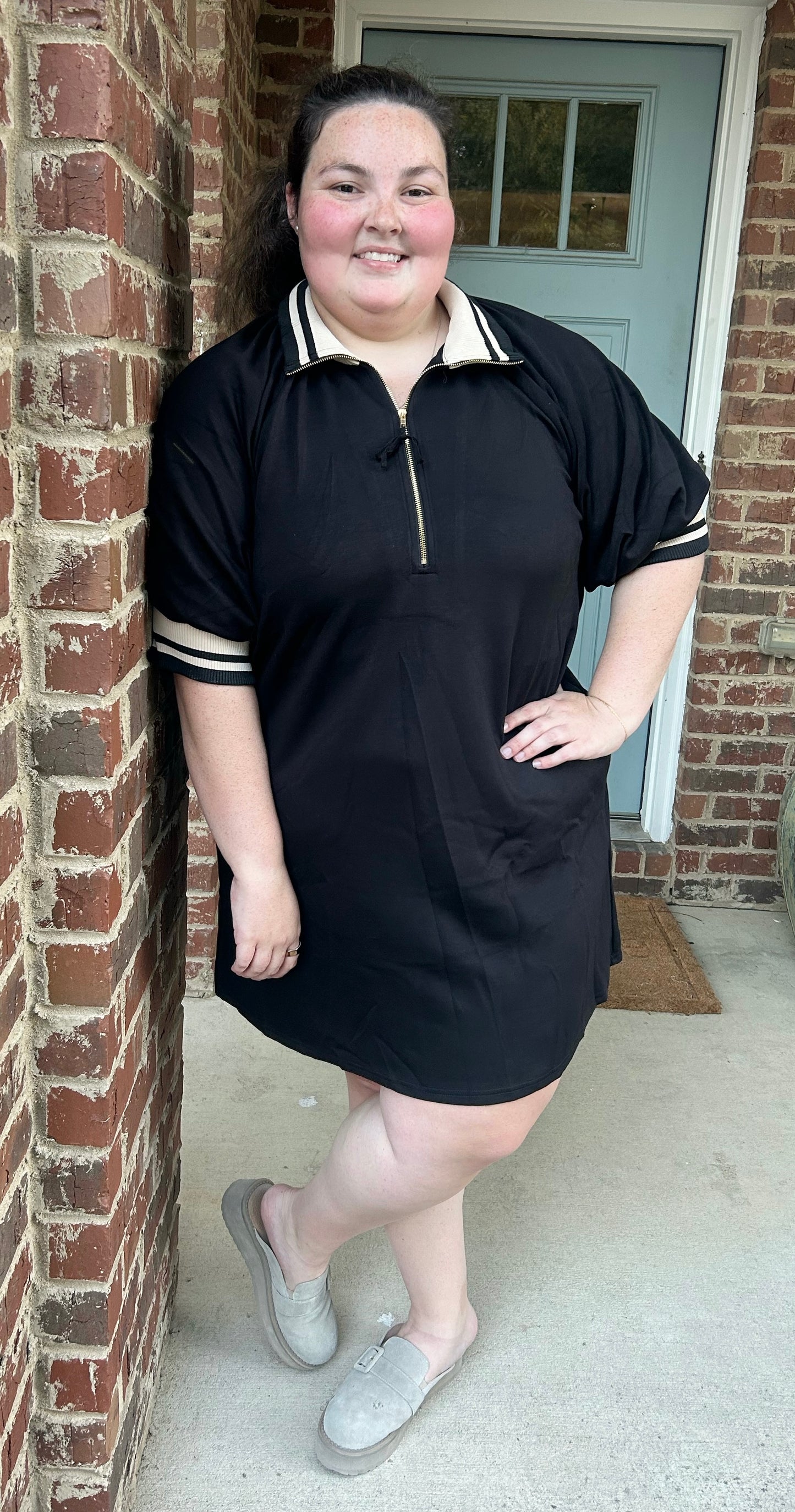 Two Toned Quarter Zip Dress