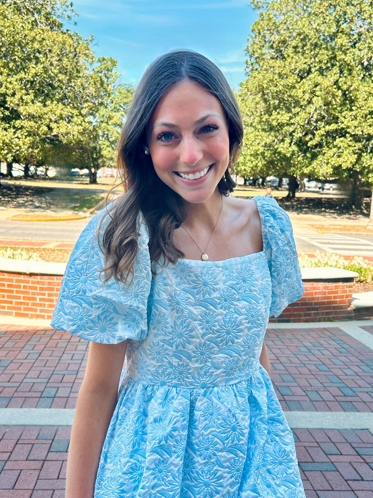 Blue Jacquard Dress