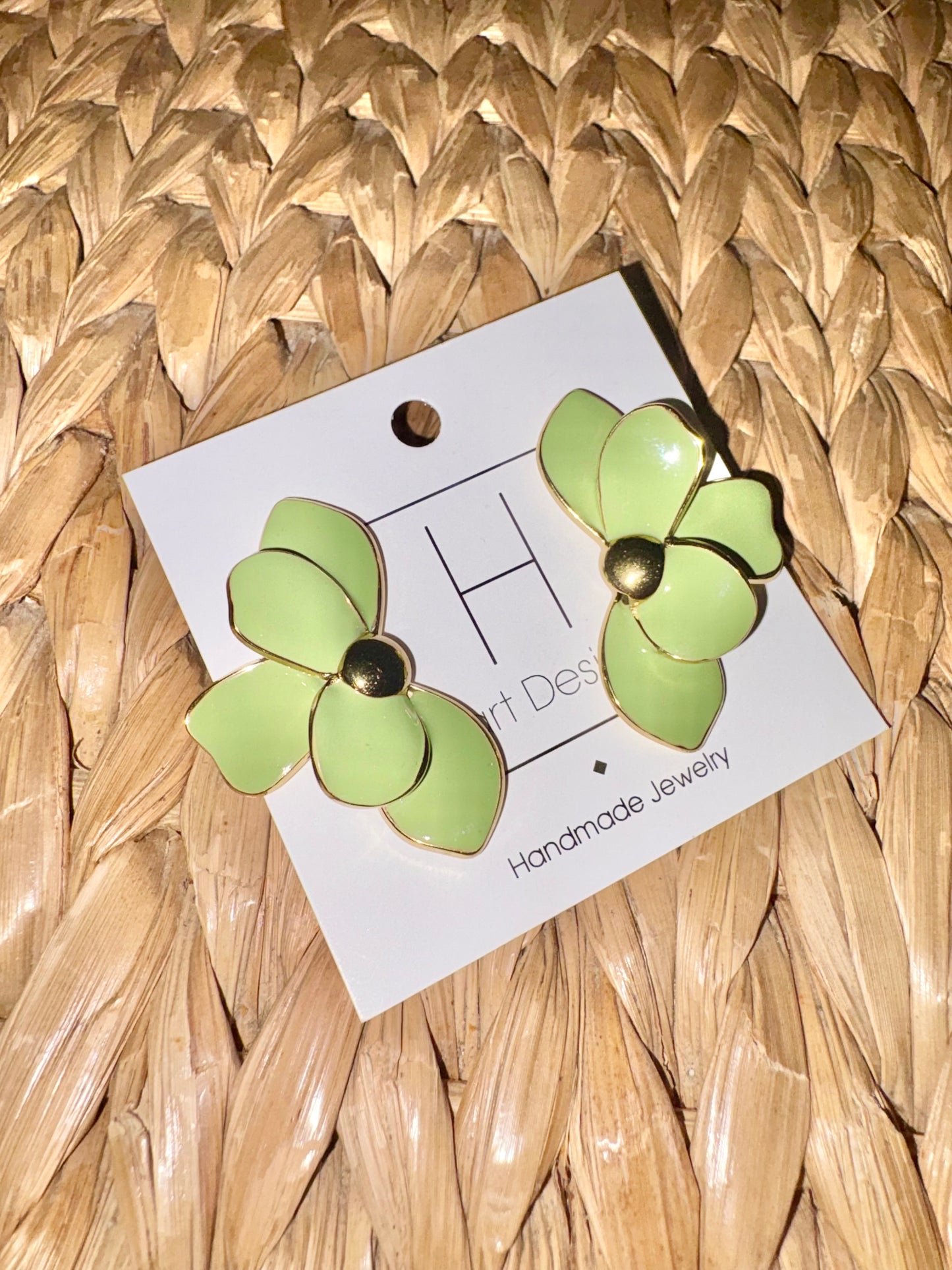 Painted Bloom Earrings-Green