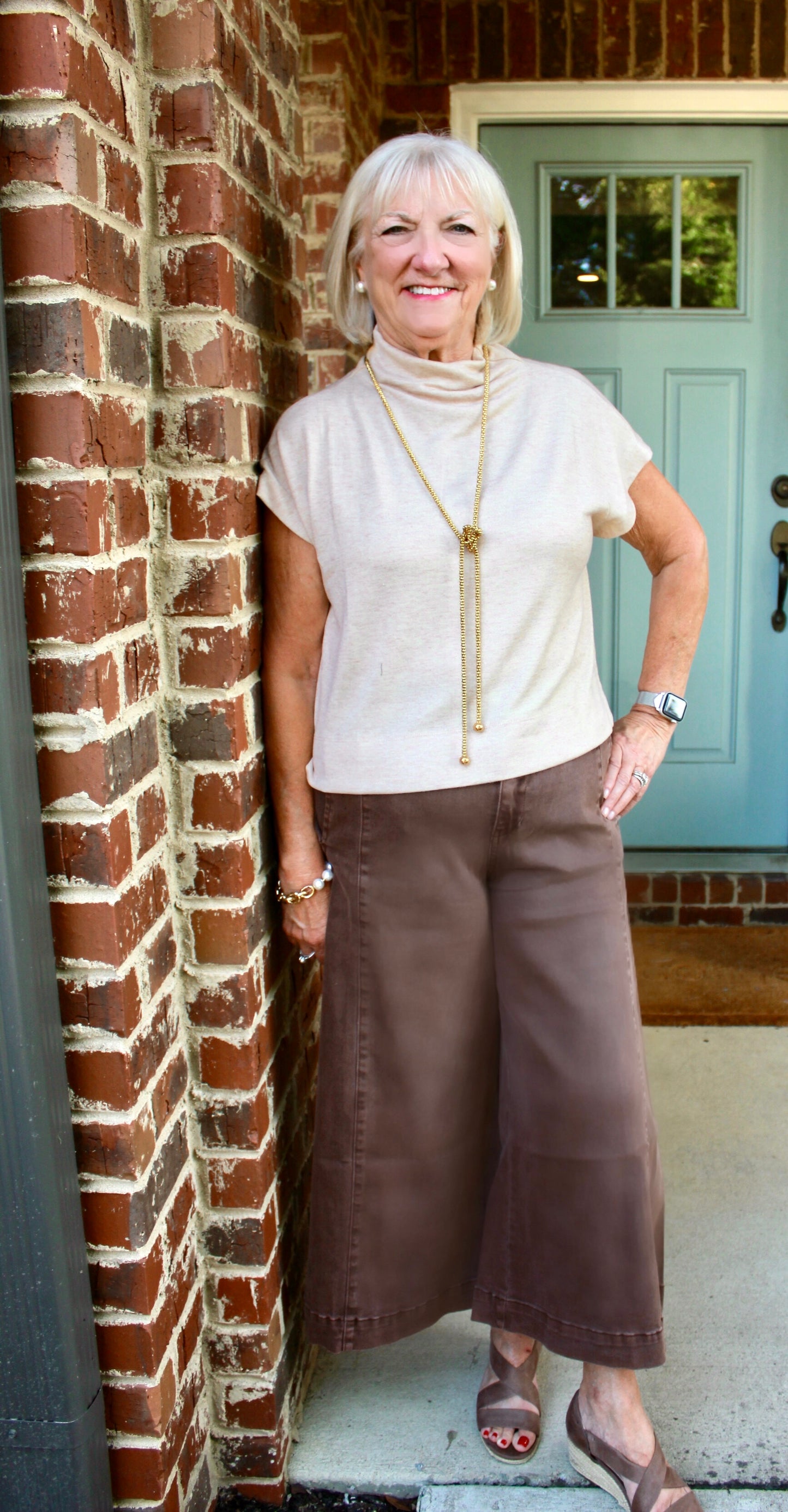 Mock Neck Top- Oatmeal
