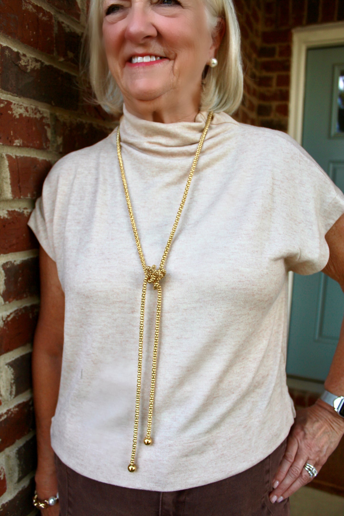 Mock Neck Top- Oatmeal