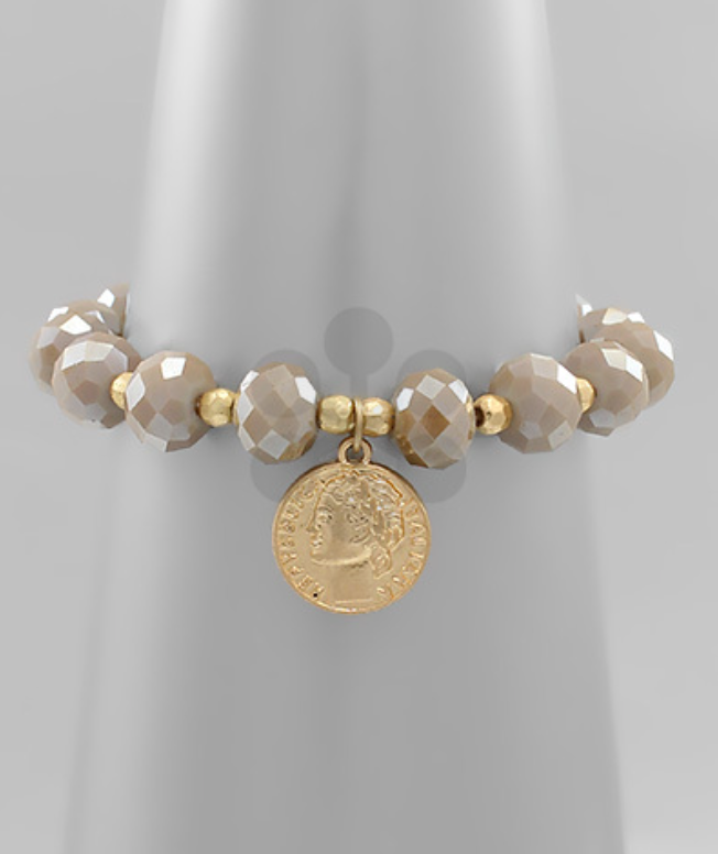 Coin Bracelet- Taupe