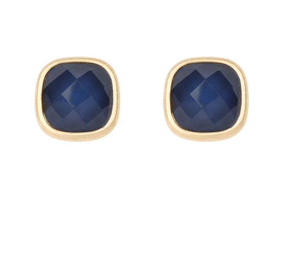 Gemstone Square Studs-Navy