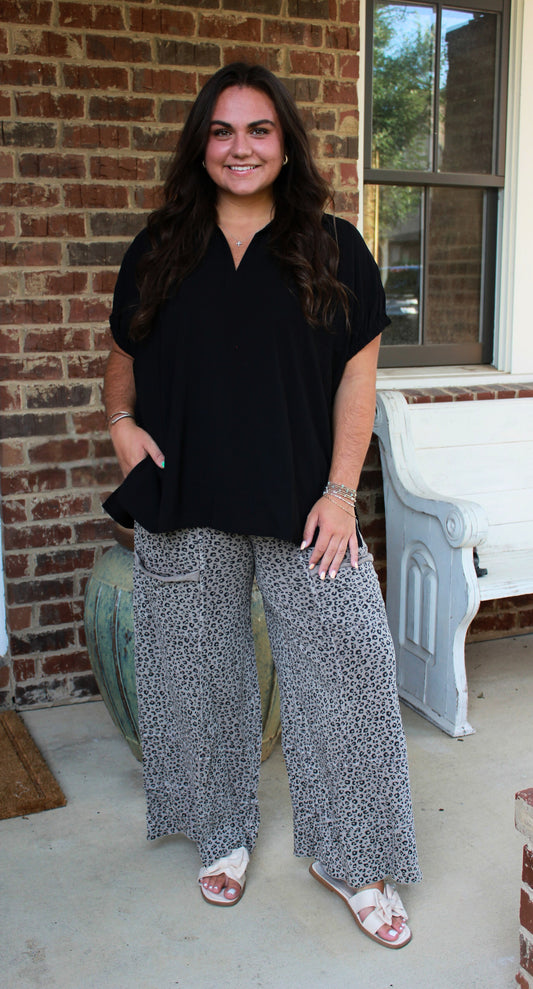 Leopard Terry Knit Pants