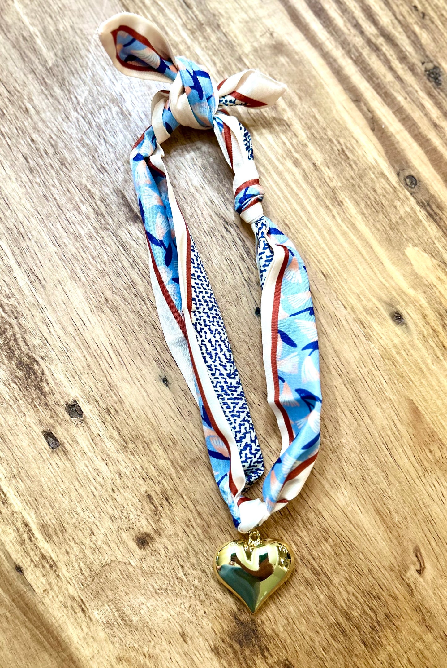 Sophisticated Floral & Herringbone Scarf Necklace