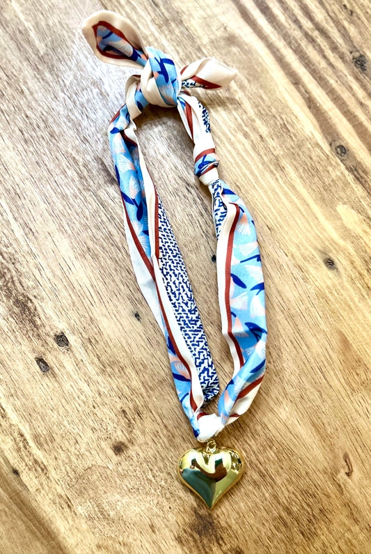 Sophisticated Floral & Herringbone Scarf Necklace