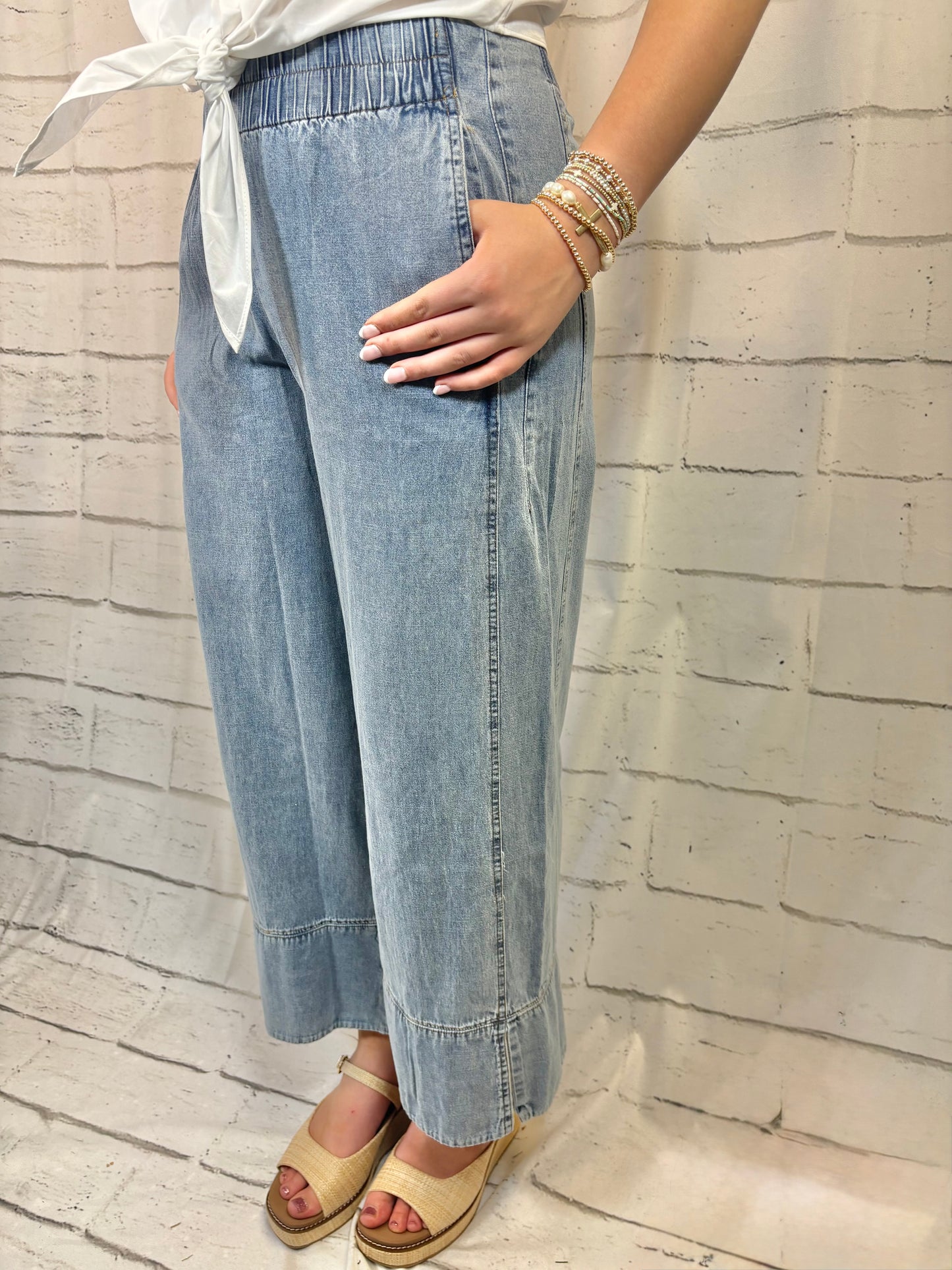 Frankie Light Denim Wide Leg Pant