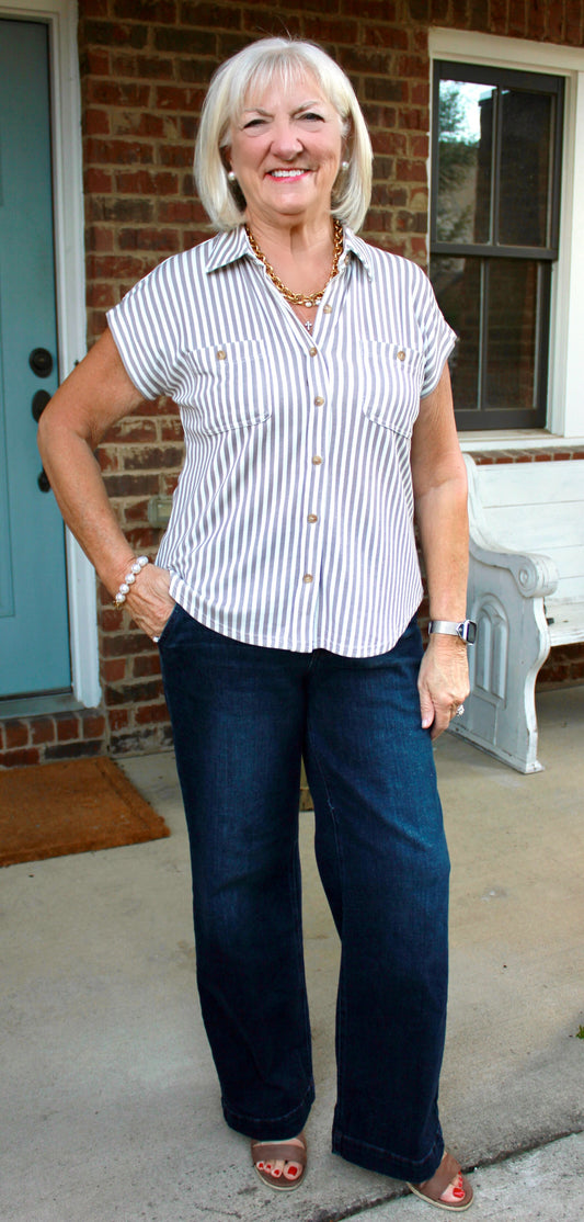 Mocha Striped Top