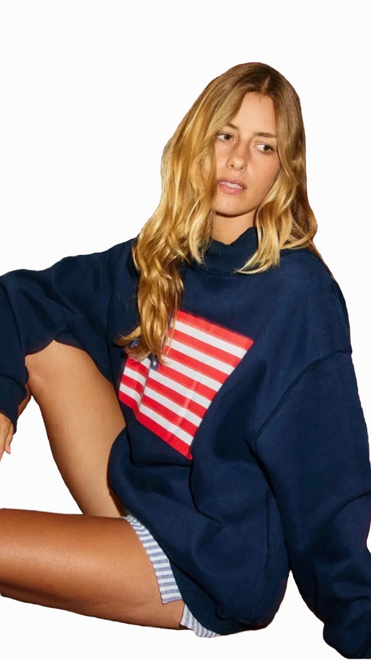 American Flag Reversible Mock Neck Sweatshirt