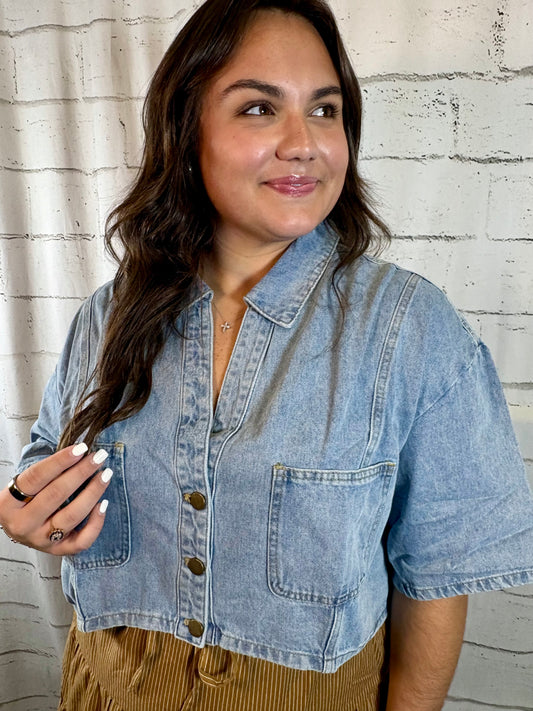 The Vintage Cropped Denim Top