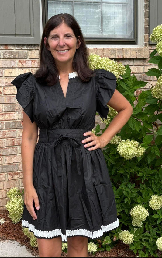 Black with White Ric Rac Dress