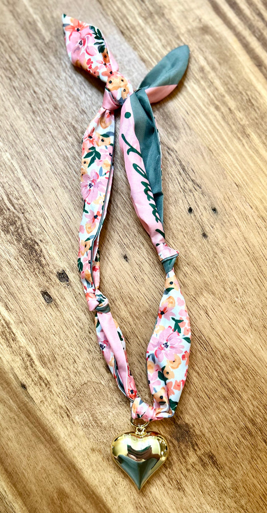 Pink Blossom Scarf Necklace