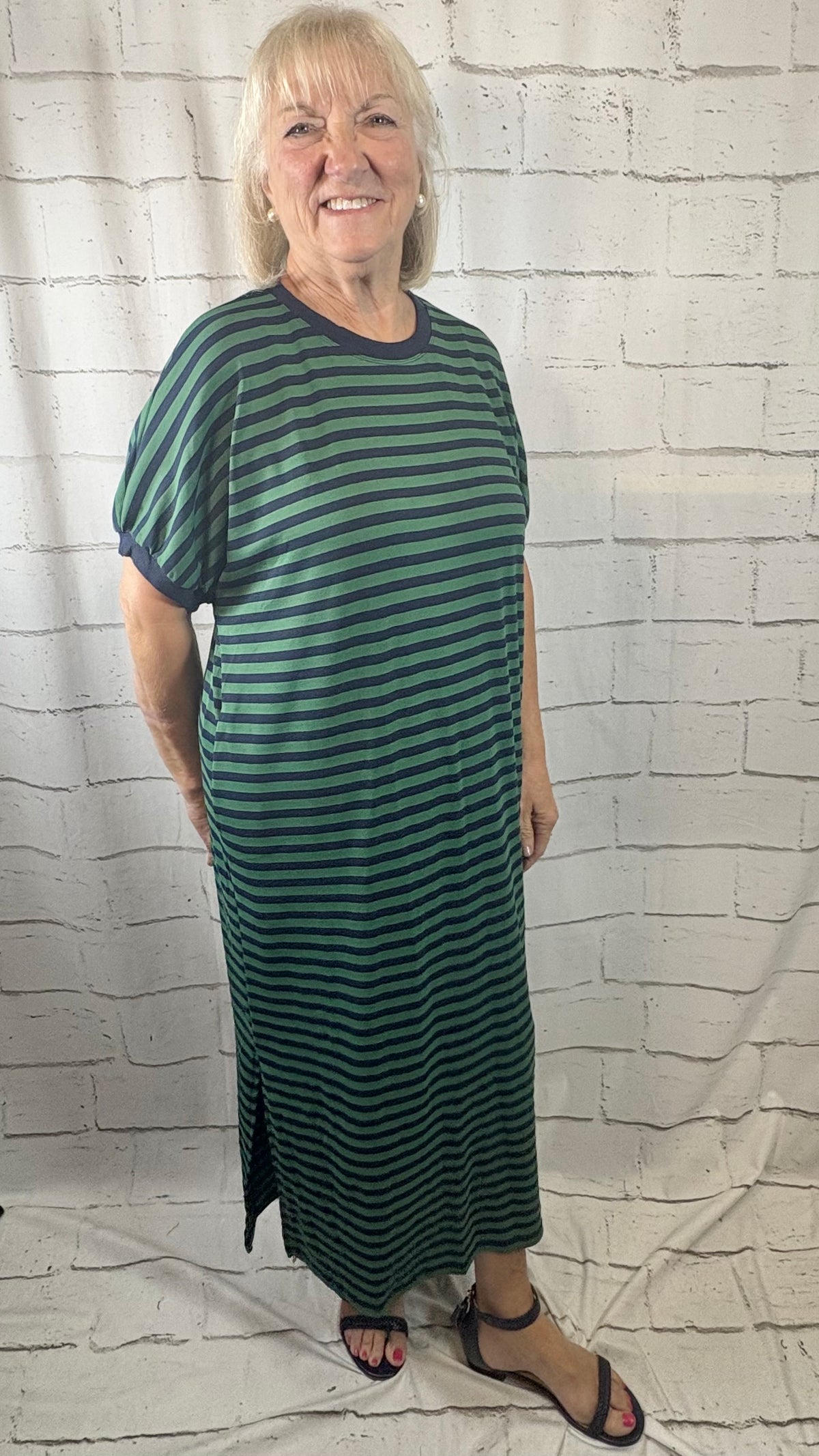In Motion Maxi T-Shirt Dress - Navy & Green