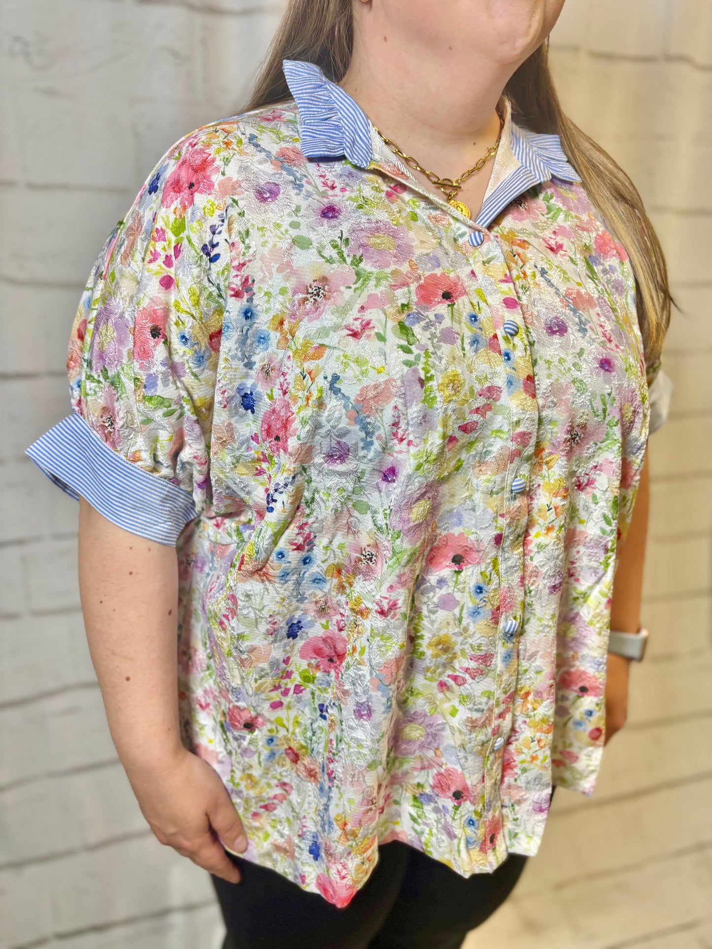 Bouquet Button Down Top