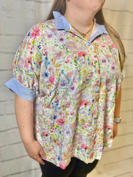 Bouquet Button Down Top