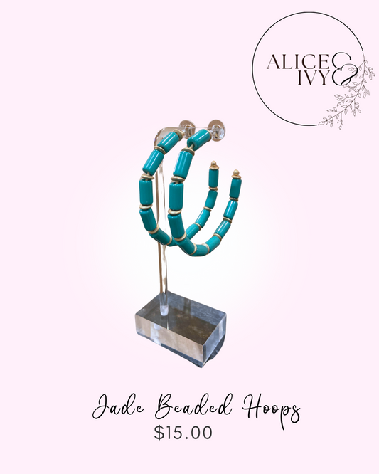 Jade Beaded Hoops