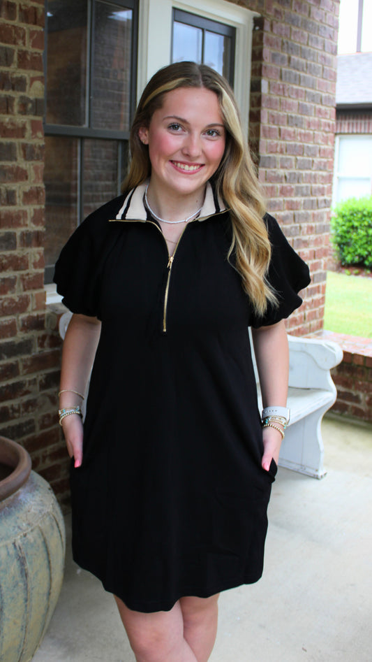 Two Toned Quarter Zip Dress