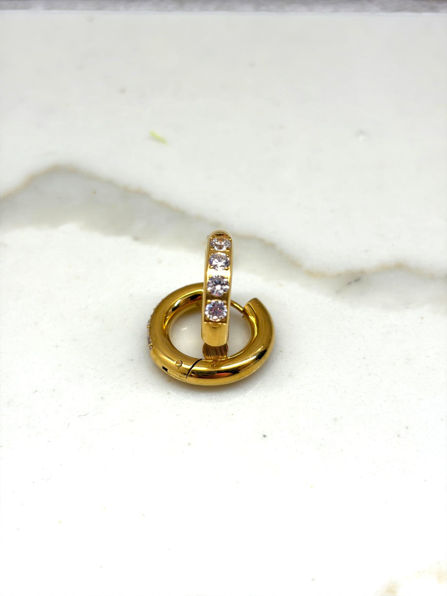 Diamond and Gold Huggies