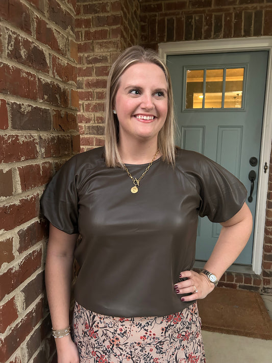 Driftwood Faux Leather Top