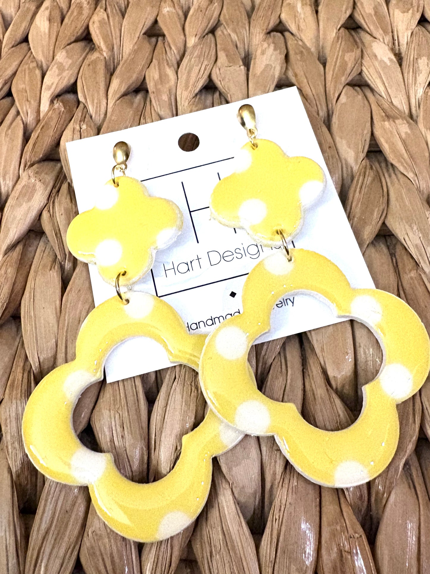 Funky Polkadot Clay Earrings-Yellow