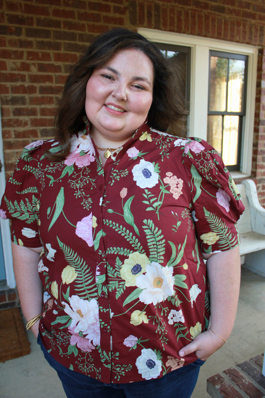 Merlot Floral Mix Top