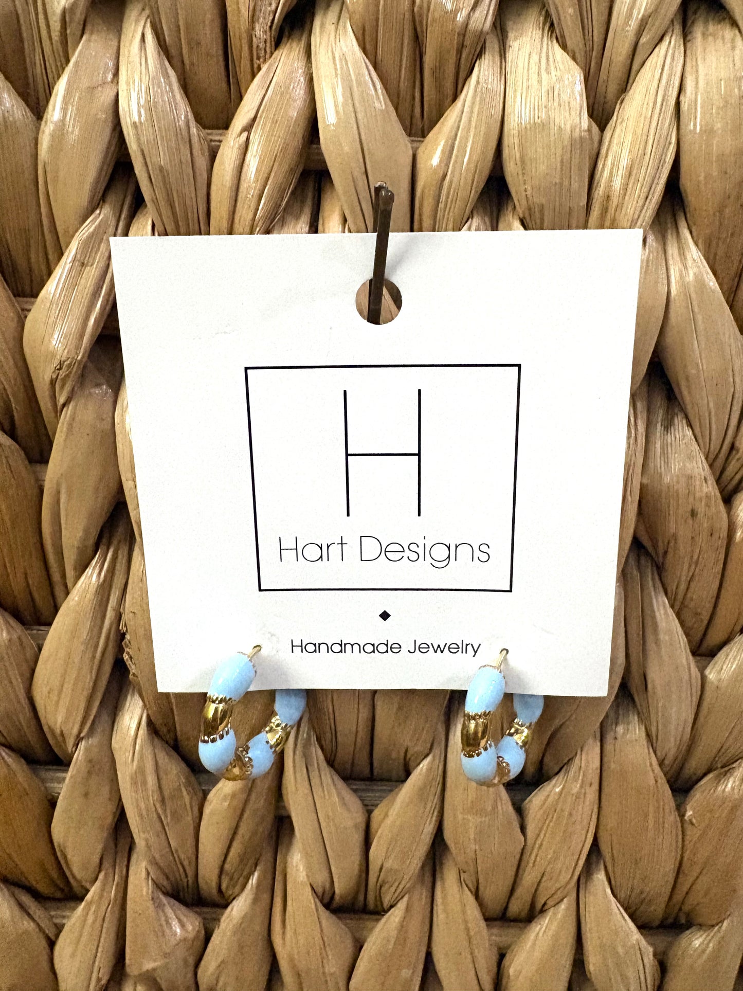 Blue & Gold Mini Hoop Earrings