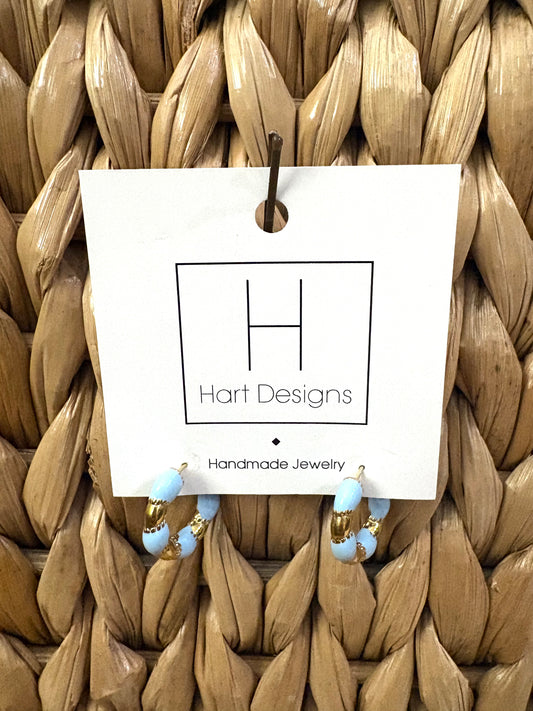 Blue & Gold Mini Hoop Earrings