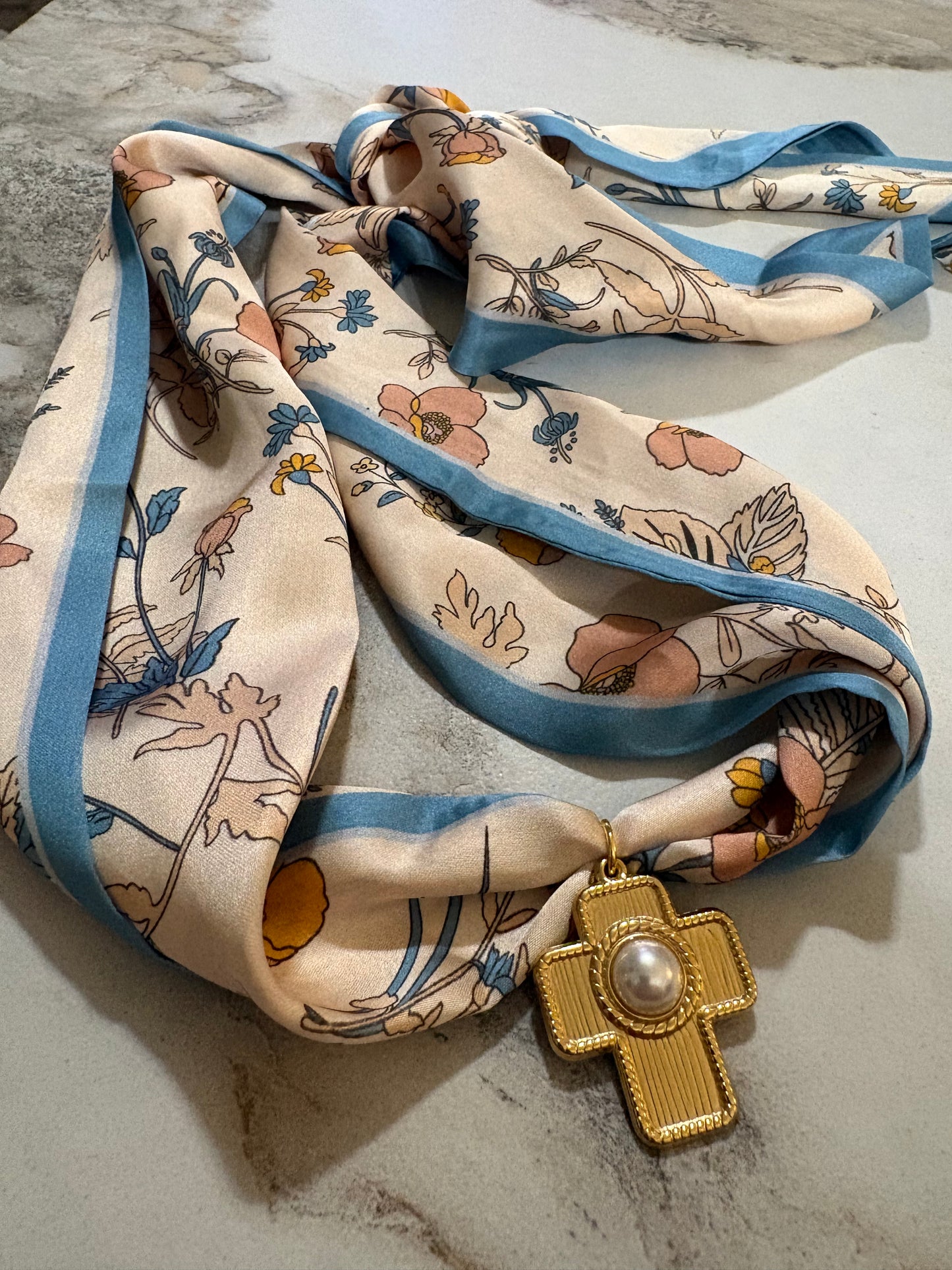 Merigold Scarf Necklace w Cross