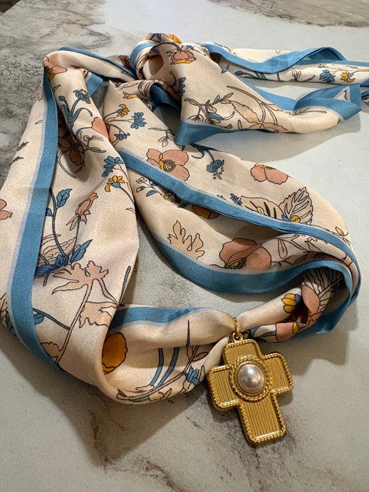 Merigold Scarf Necklace w Cross