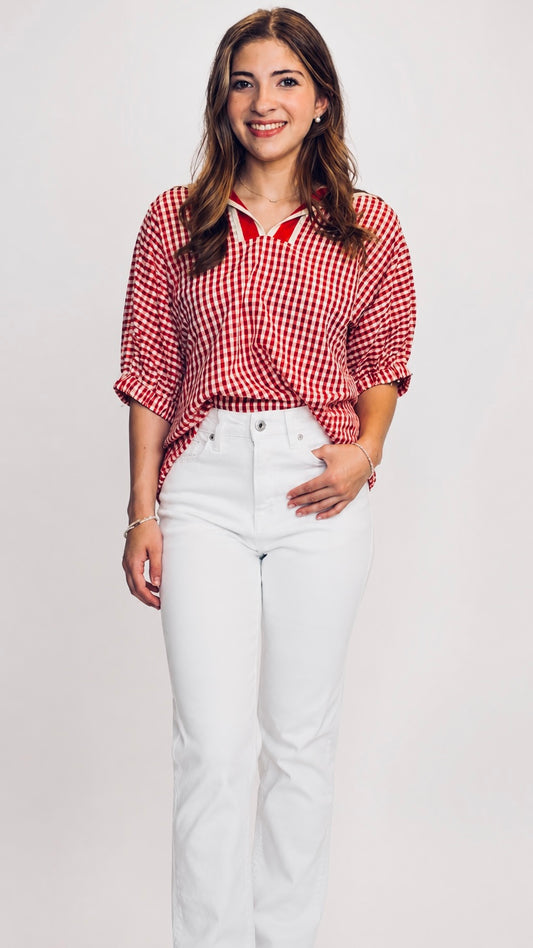 Red Gingham Picnic Top