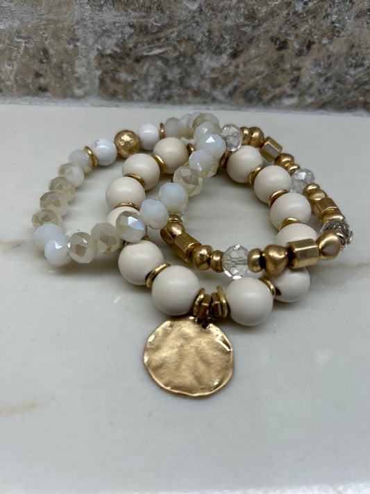Cream and Gold Bangle Set