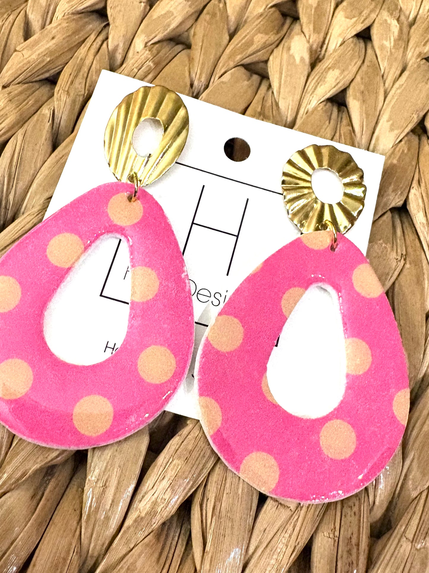 Funky Polkadot Clay Earrings-Fuschia