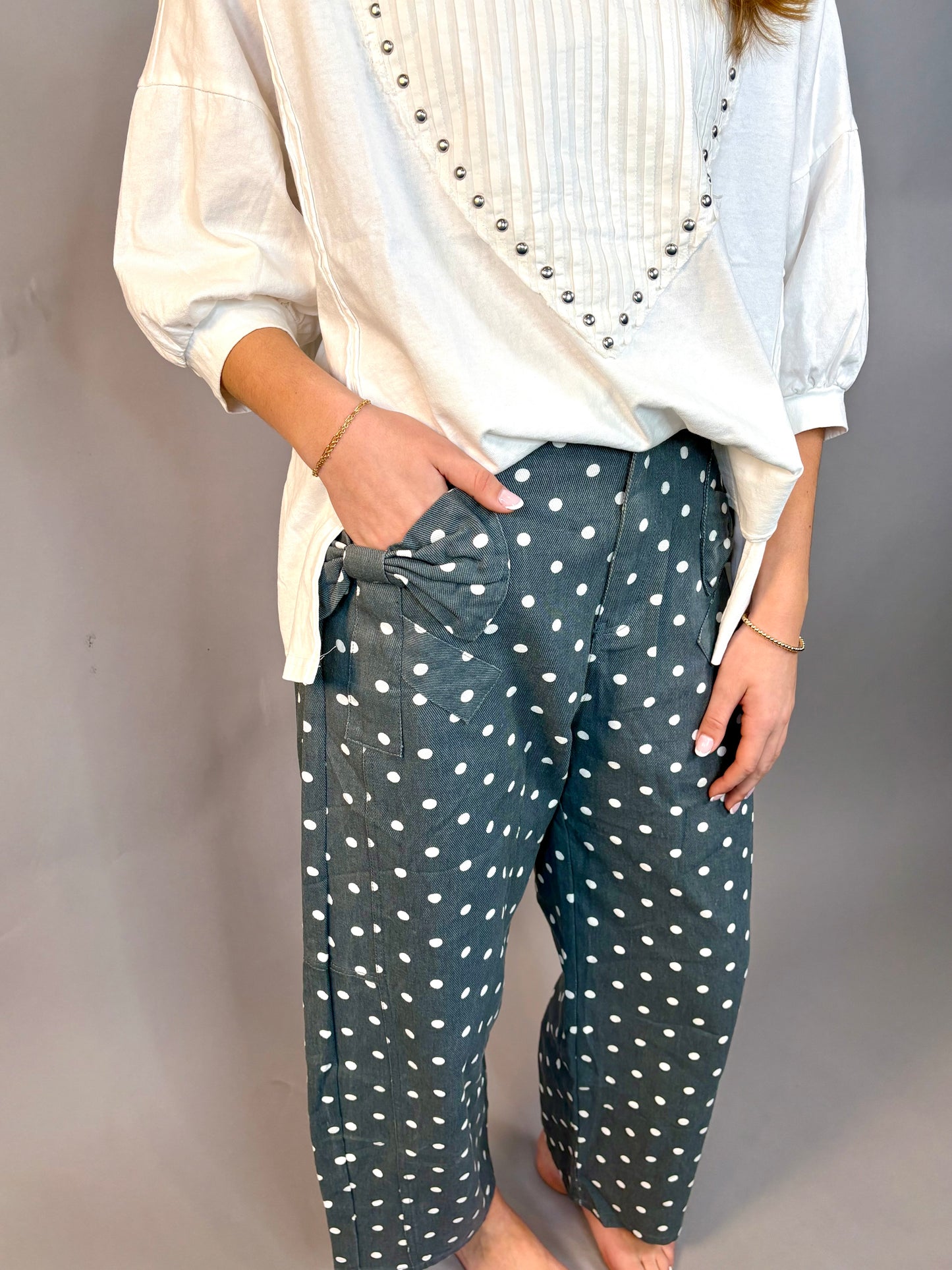 Polka Dot Barrel Jeans