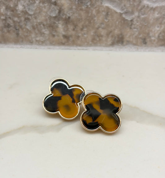 Tortoise Clover Earrings