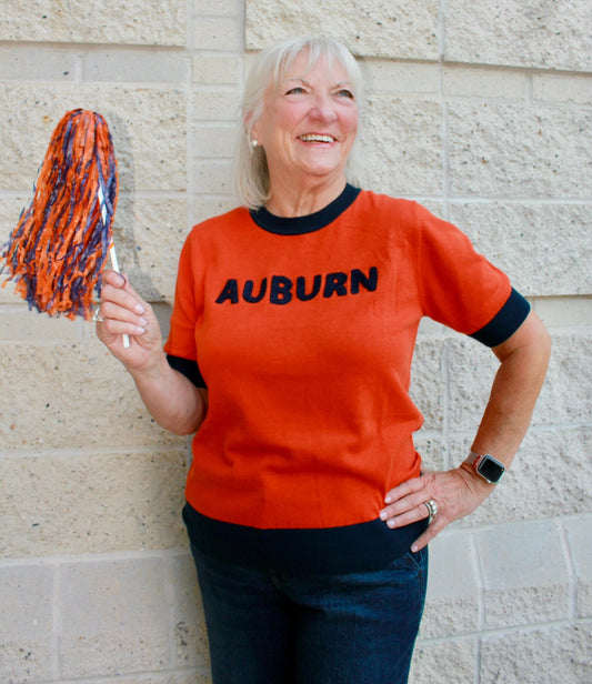 Chenille Block Letter Gameday Sweater- Orange