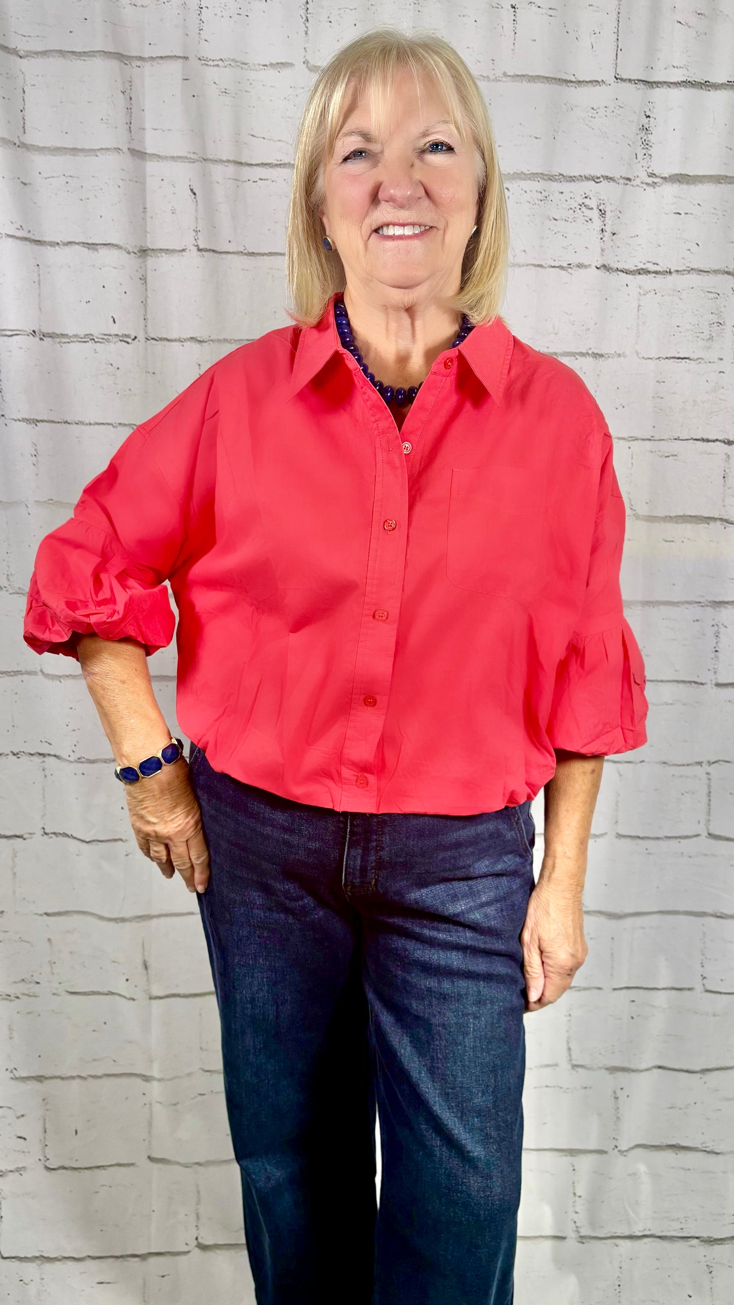 Gameday Button Down- Red